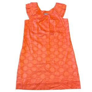 Rabbit Rabbit Rabbit Petite Coral Polka Dot Jacquard Ruffle Shift Dress‎ 12P